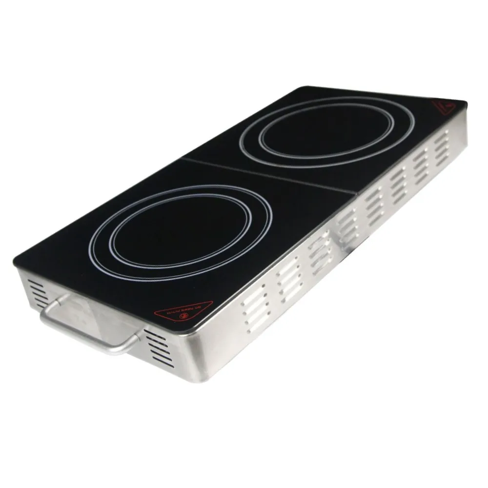 2000 Вт 1500 нержавеющая сталь 5,00 kg стекляные 2 горелки ручка Плита Индукционная Инфракрасная Плита