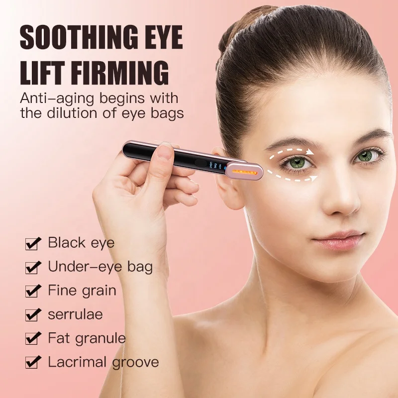 Custom logo Vibration Anti Wrinkle Face Lifting Wand 7 Colors Red Light Therapy Eye Beauty Device Micro Current Eye Massager