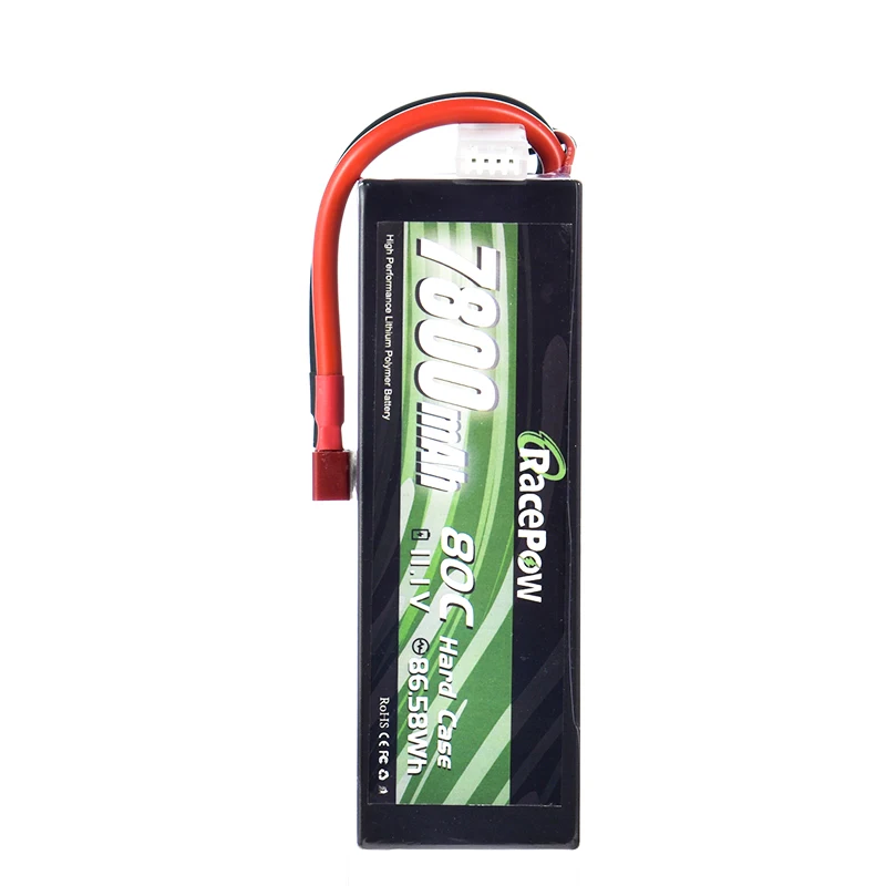RacePow rc автомобильные аккумуляторы. 3S 7800mah 11 1 V 80C перезаряжаемый RC Lipo аккумулятор с жестким корпусом Trx автомобиль