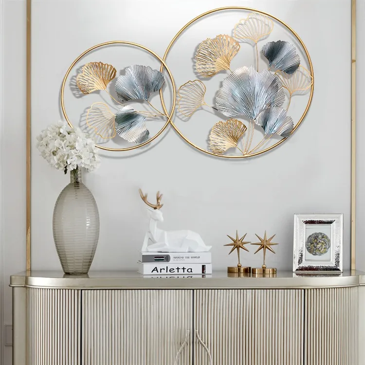 Logo Crystal Ginkgo Biloba Wall Stickers Ginkgo Biloba Home Decor Bedroom Metal Ornaments Kids Room Decoration Art Wall Decals