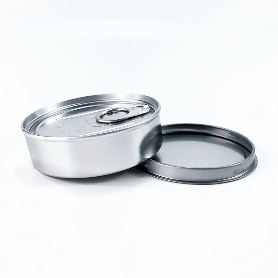 
HEMPACKA Pull Ring Opening Silver Pressitin Tin Anti-tampering Sealed Pressitin Tin With Plastic Cap 