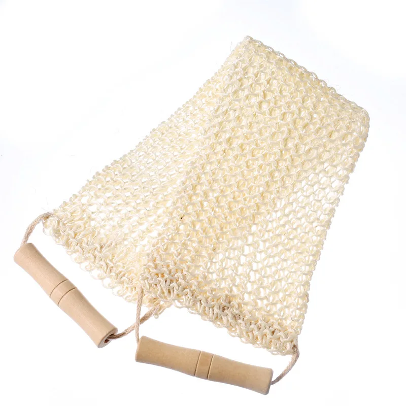 Natural Sisal Hemp Cotton Back Strap Exfoliating Dead Skin Shower Towel & Rubbing Glove Belt Bath Set