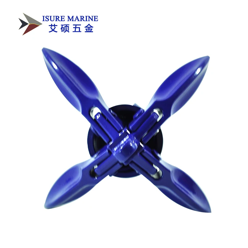 ISURE морской синий алюминиевый складной якорь для лодки маленький складной якорь с скобой морское оборудование аксессуары для лодок 0,5 фунтов