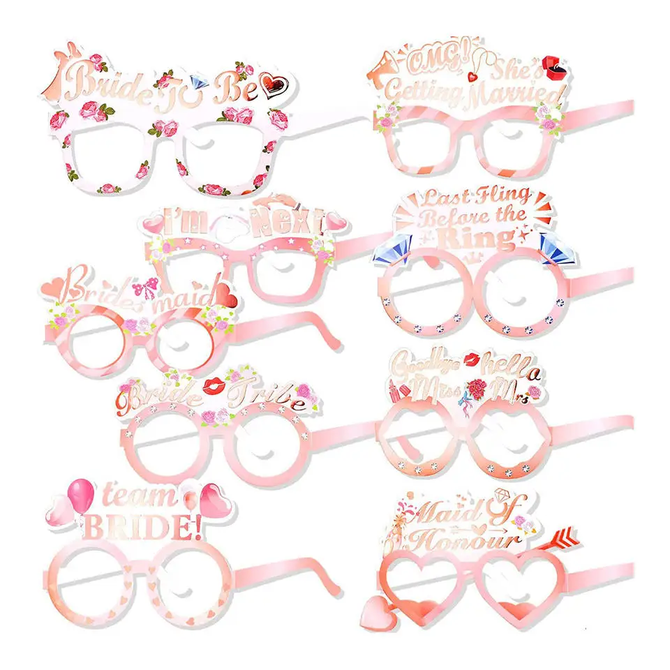 Partycool Bridal Shower Party Favor Funny Paper Glasses Girl Night Out Bachelorette Hen Party Supplies Glitter Photo Booth Props