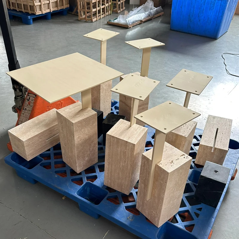 Заводская распродажа белый металлический столик Маленький журнальный газированный травертиновый мраморный для гостиной