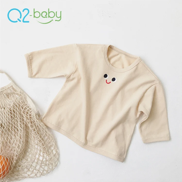  Q2-baby с любимыми персонажами из мультфильмов рисунком глаза мягкие хлопка; Одежда овальным вырезом; длинными рукавами футболка для