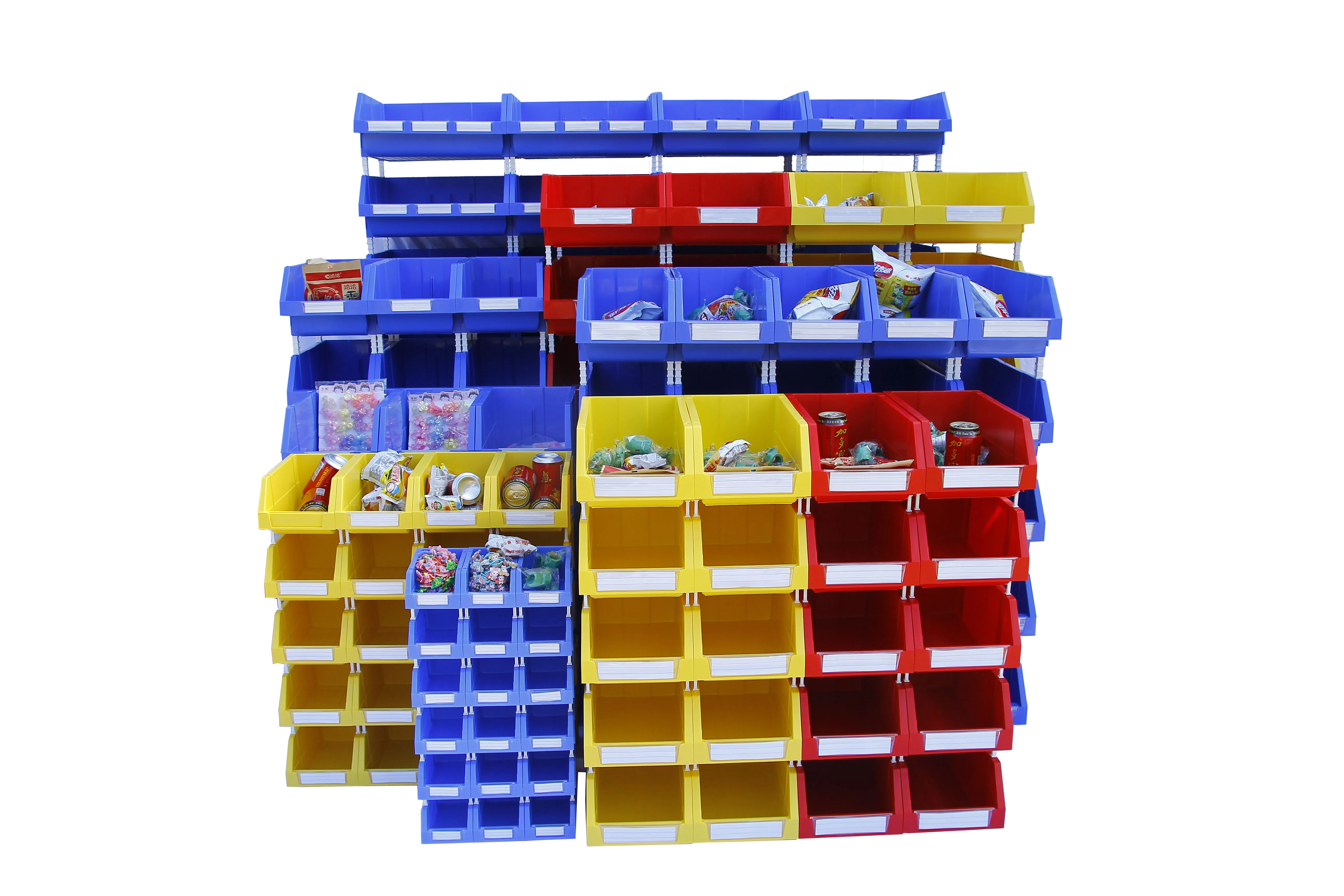 Plastic storage organizer crate tools pp storage bin industrial workbench plastic stacable shelf bin