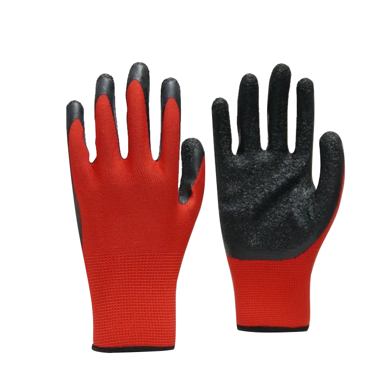 Heavy Duty Safety Hand Latex Construction Work Gloves wrinkle latex palm coated safety gloves cotton knitted rubber  gloves