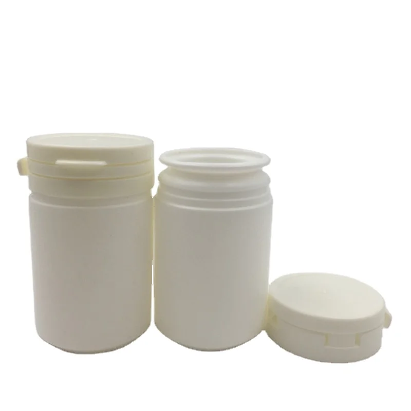 60CC HDPE white round pill bottle container empty refillable chewing gum bottle with tearing off lid