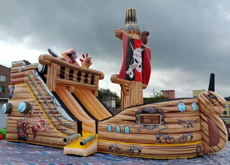 commercial inflatable bouncy pirate ship jumping castle house with slide for sale
