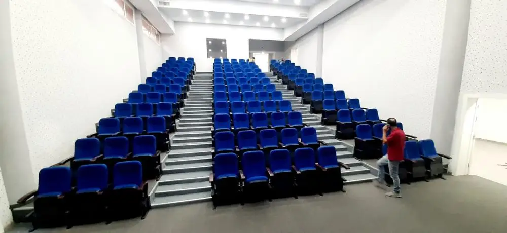 
SD-A-15 Assembly Folding Lecture Hall Chair With Desk, Fabric Conference Hall Seat 