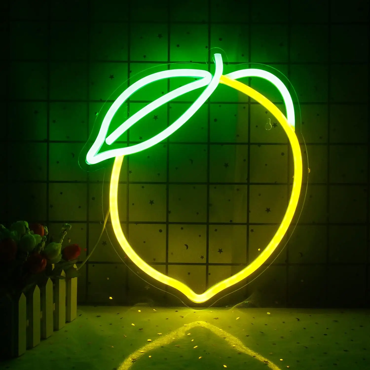 Weicao Lemon Led Neon Sign 5V Dimmable USB Fruit Neon Light Signs for Fruit Shop Kids Room Bedroom Apartment Home Room Decor