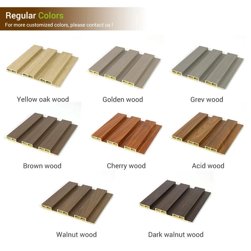 WPC Wooden Grain Wall Cladding Fluted Fireproof Indoor Decoration Wall Panel