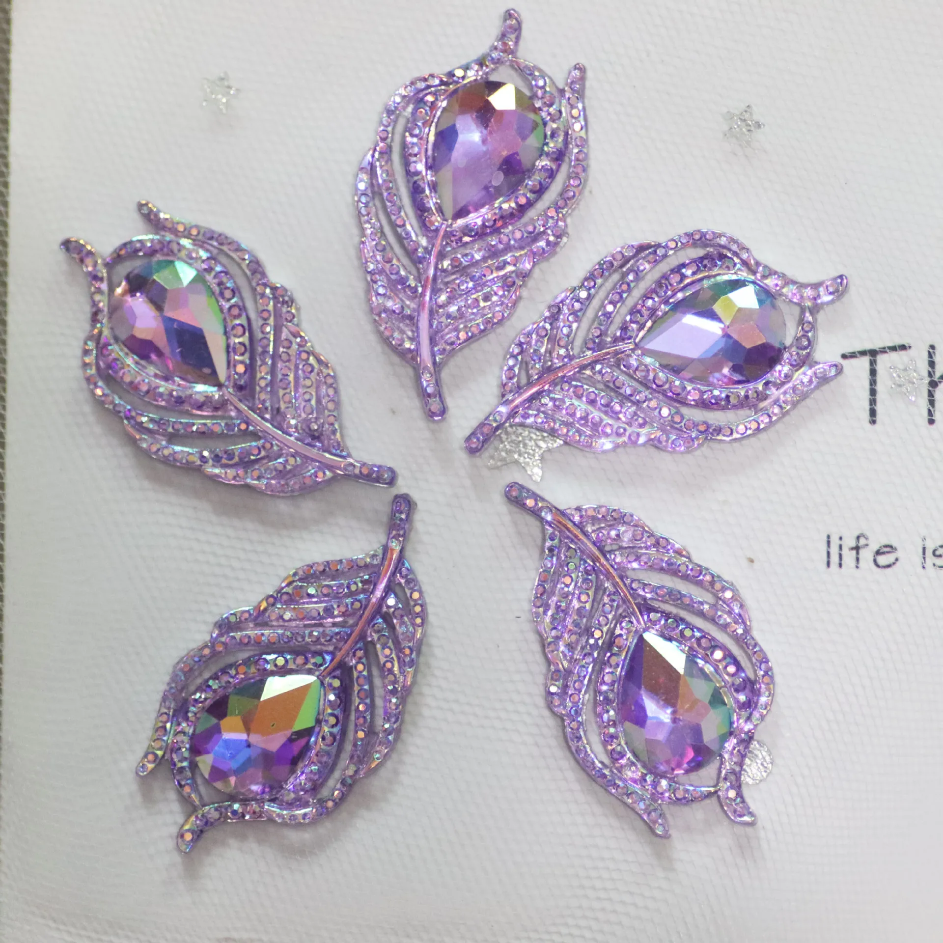 Leaf Resin Cabochon Diy More Colors 20*38mm Feathery Leaves Resin Accessories Flat Bottom  Drill Clothes Bag Diy Accessories