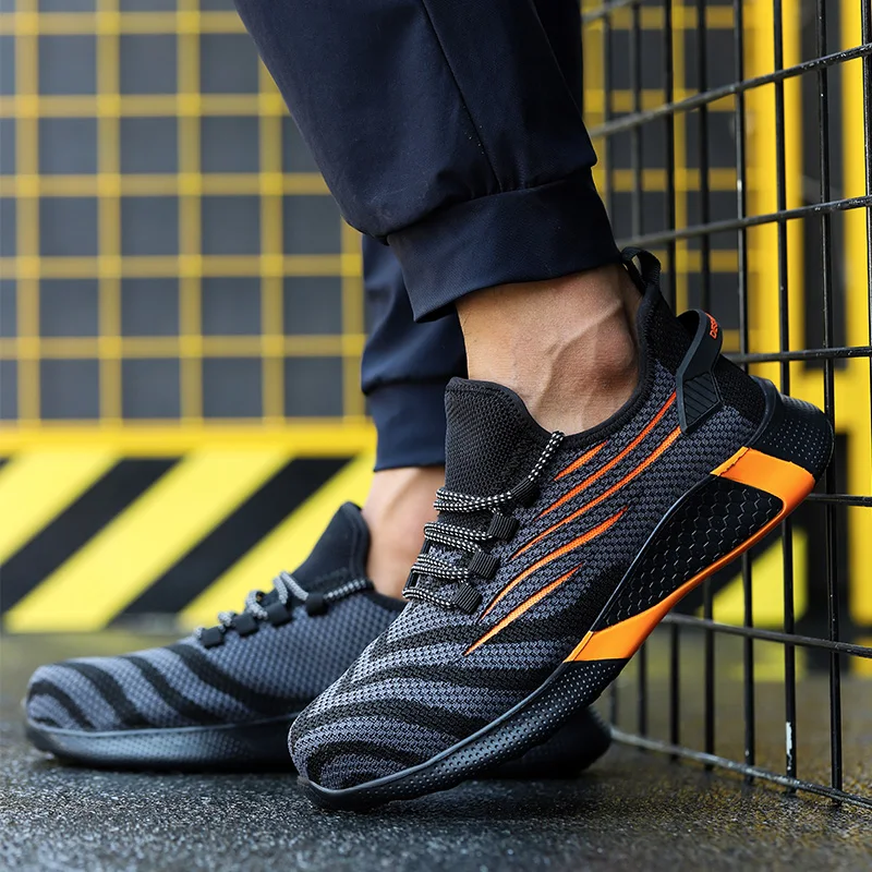 Big Size 50 Mesh Unisex Steel Toe Safty Shoes Rubber Outsole Cotton Fabric Comfortable Light  Work Shoes