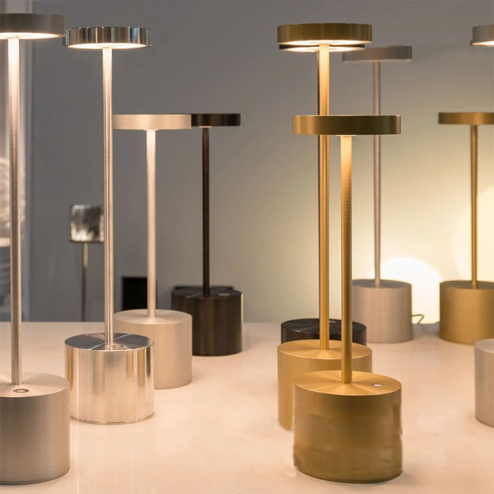 Amazon hot style  lamp retro dining table hotel bar table lamp aluminum alloy charging bar table lamp