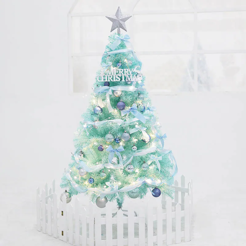 Hot Selling 9 Feet PVC Artificial With Warm Led Light Ornament Blue Christmas Trees