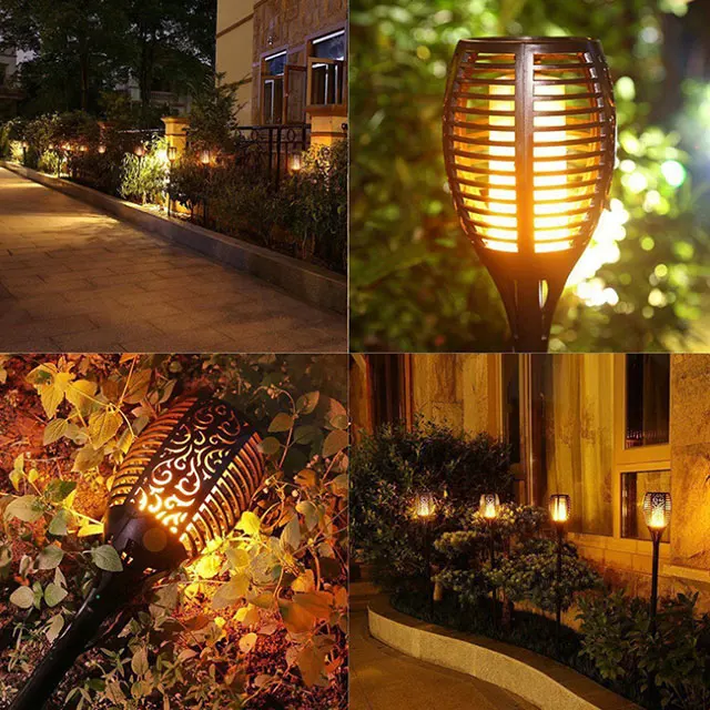 12 Led solar flickering flame torch lights outdoor landscape decoration light solar dancing flame light garden lamp for patio