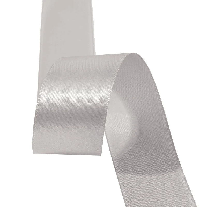 Grey color Double faced Satin Ribbon Roll,1-1/2 Inch x 100 Yard,customizable ribbons for Big Bow,Wreath,Tree Decoration,Outdoor