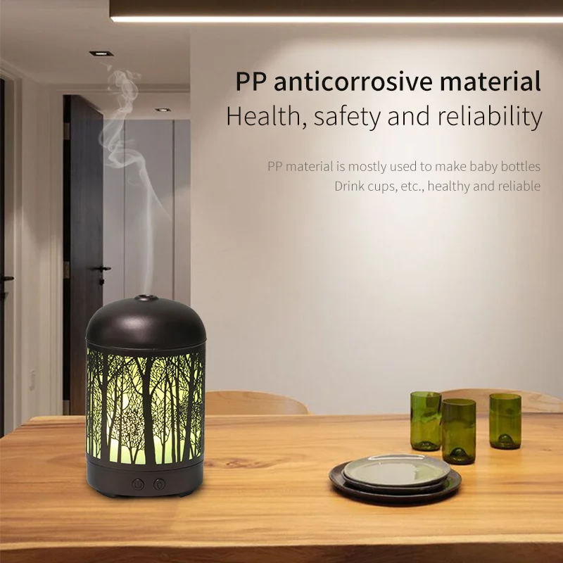 Wholesale 100 Ml Air Essential Oil Humidifier 7 Color Forest Pattern Metal Aroma Diffuser For Home