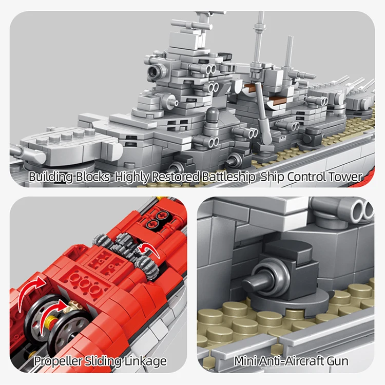 HW Bismarck линкор военный конструктор сборный пластиковый игрушечный