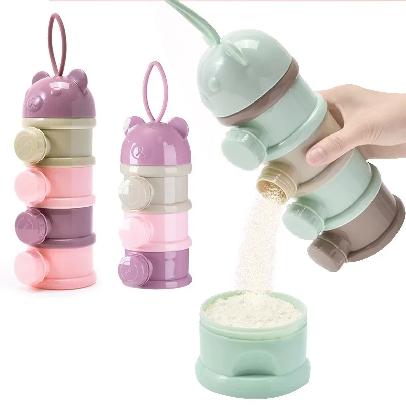 3 Layers 4 Layers Cartoon Bear Style Baby Milk Powder Box Milk Powder Dispenser Food Storage Container