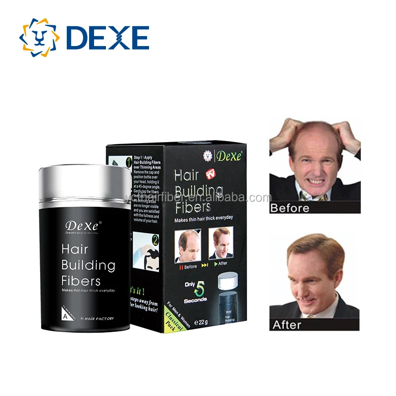 Dexe Custom Logo 27.5g 22g Thickening Hair Fibers Brown White Black Keratin Hair Building Fibres Spray Powder for Thinning Hair