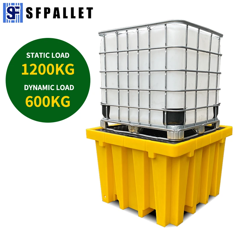 High quality cheap industrial 4 drum IBC  hdpe oil containment control plastic spill pallet wholesale chemical storage pallet