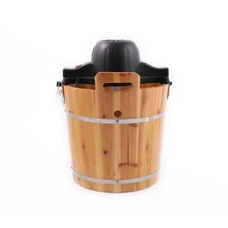 2021 Hot Sale High Quality Easy Cleaning Wood Bucket Homemade Fruit Yogurt Soft Ice Cream Maker Machine