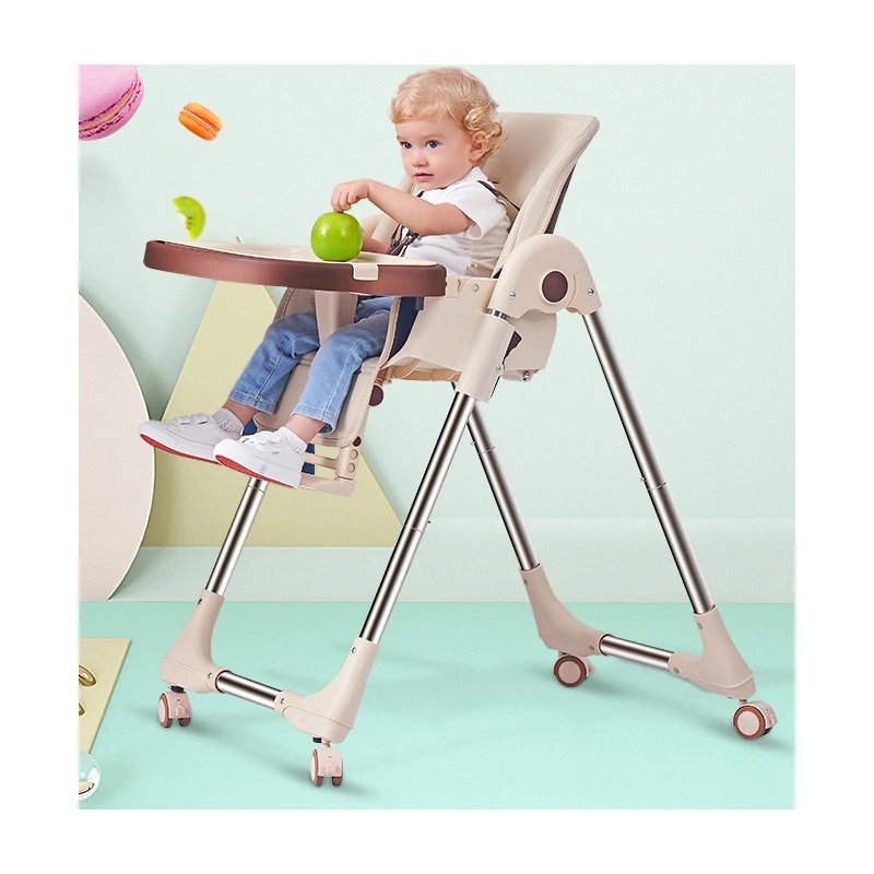 Wholesale plastic  baby feeding high chair height adjustable baby Folding high back chair for dining portable indoor kids seat