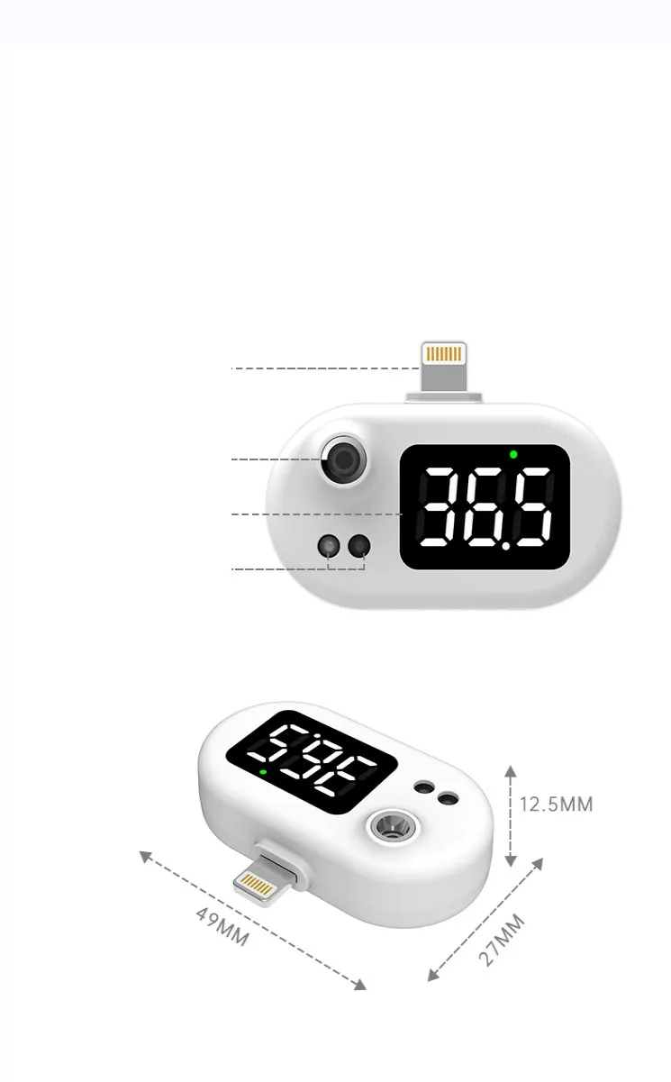 Mobile Phone Thermometer K8 Mini USB Wireless Infrared Sensor Body Temperature Detector FC CE ROHS Cellphon Thermometers