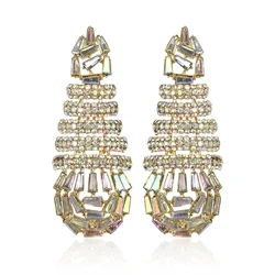 Fashion Elegant Jewelry Microphone Shape Design Statement Long Earrings Crystal Rhinestone Luxury Drop Earrings Party Accessory