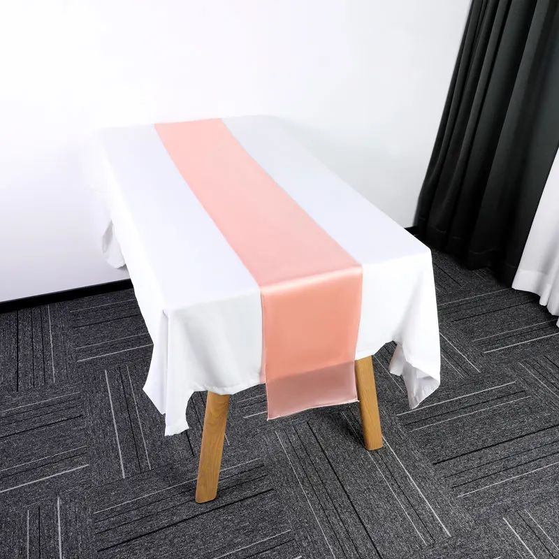 Hotel table linen satin home table runner chair sash decoration table runners for wedding banquet Pattern Type Solid