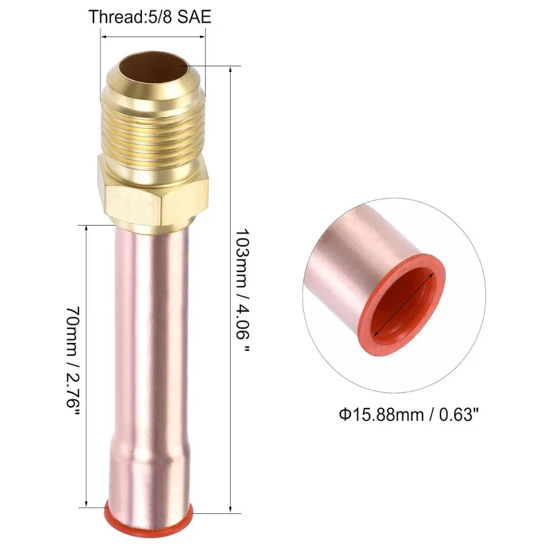 Brass Pipe Fitting 5/8 SAE Flare Connector Male Thread Adapter With Copper Tube For Air Conditioner HVAC System