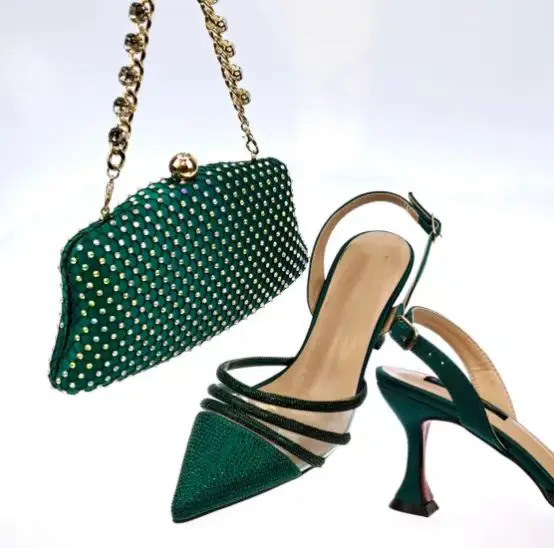 new 8 colors Ladies Party Shoe And Bag Set  Women Wholesale Beautiful Ladies  Design Wedding Party ladies shoes and bags