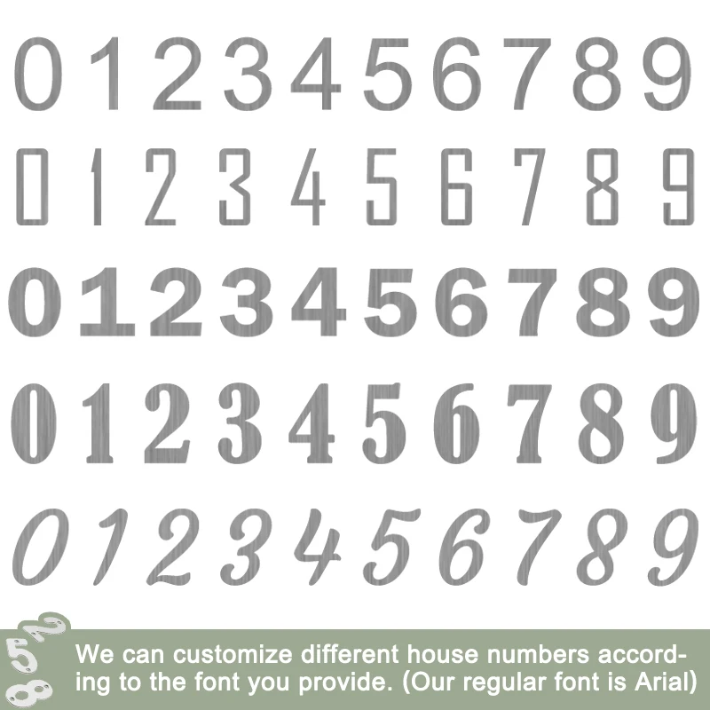 Figure dull polish satin pvd screw fixing Stainless steel plate door house number