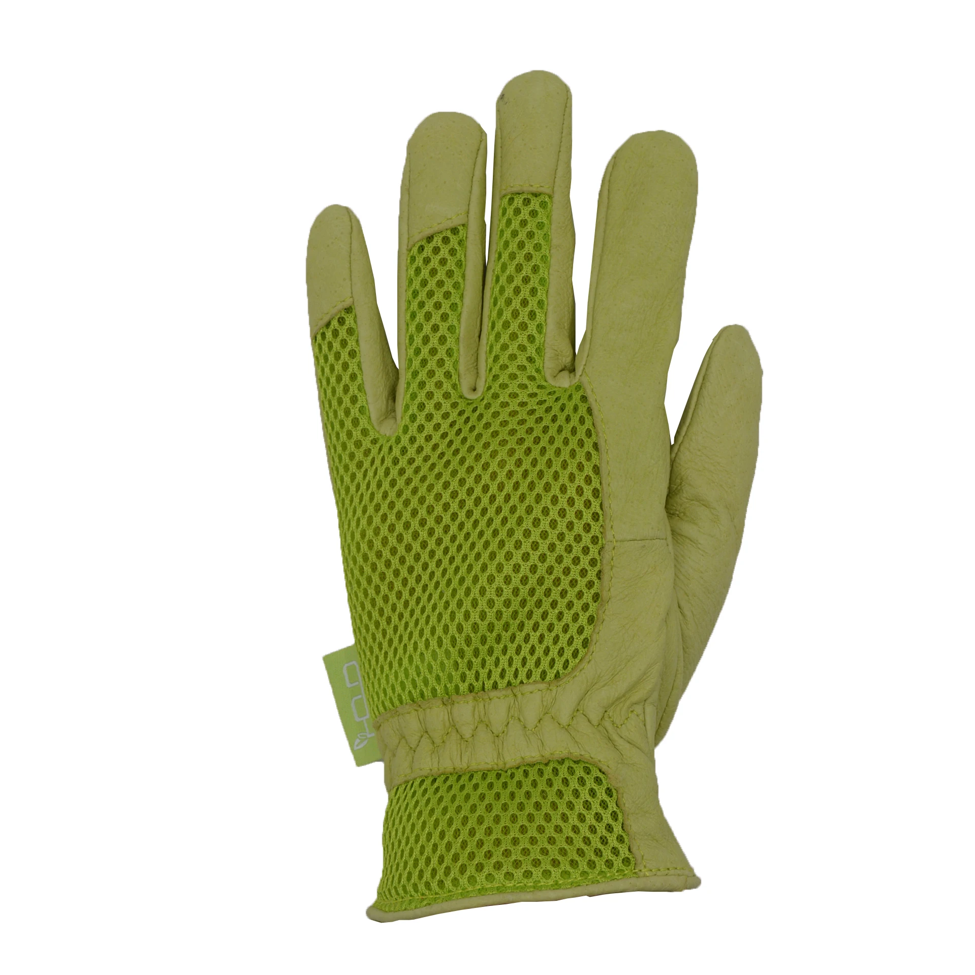 HDD whole green sale puncture resistant breathable pigskin leather breathable mesh back gardening gloves