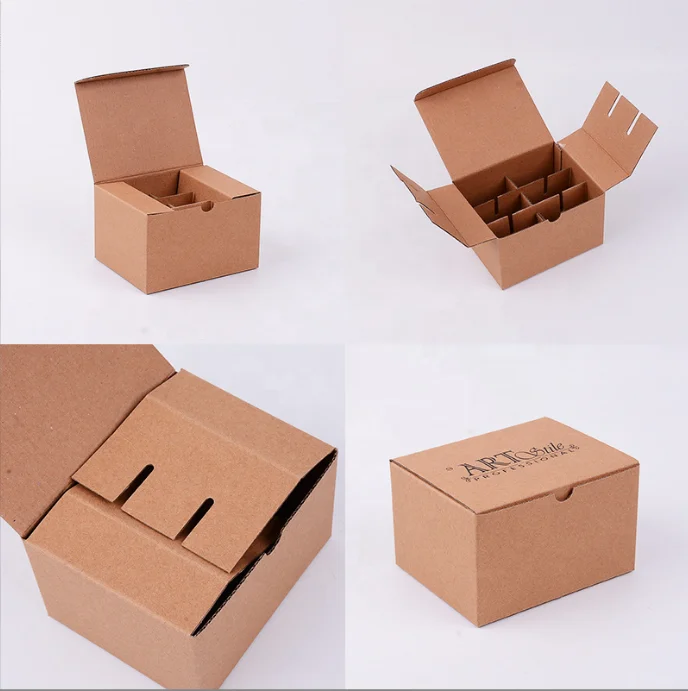 Custom Corrugated Cardboard Shipping Boxes  Essential Oil Bottle Paper Box Nail Polish Bottle Packaging Box With Divider