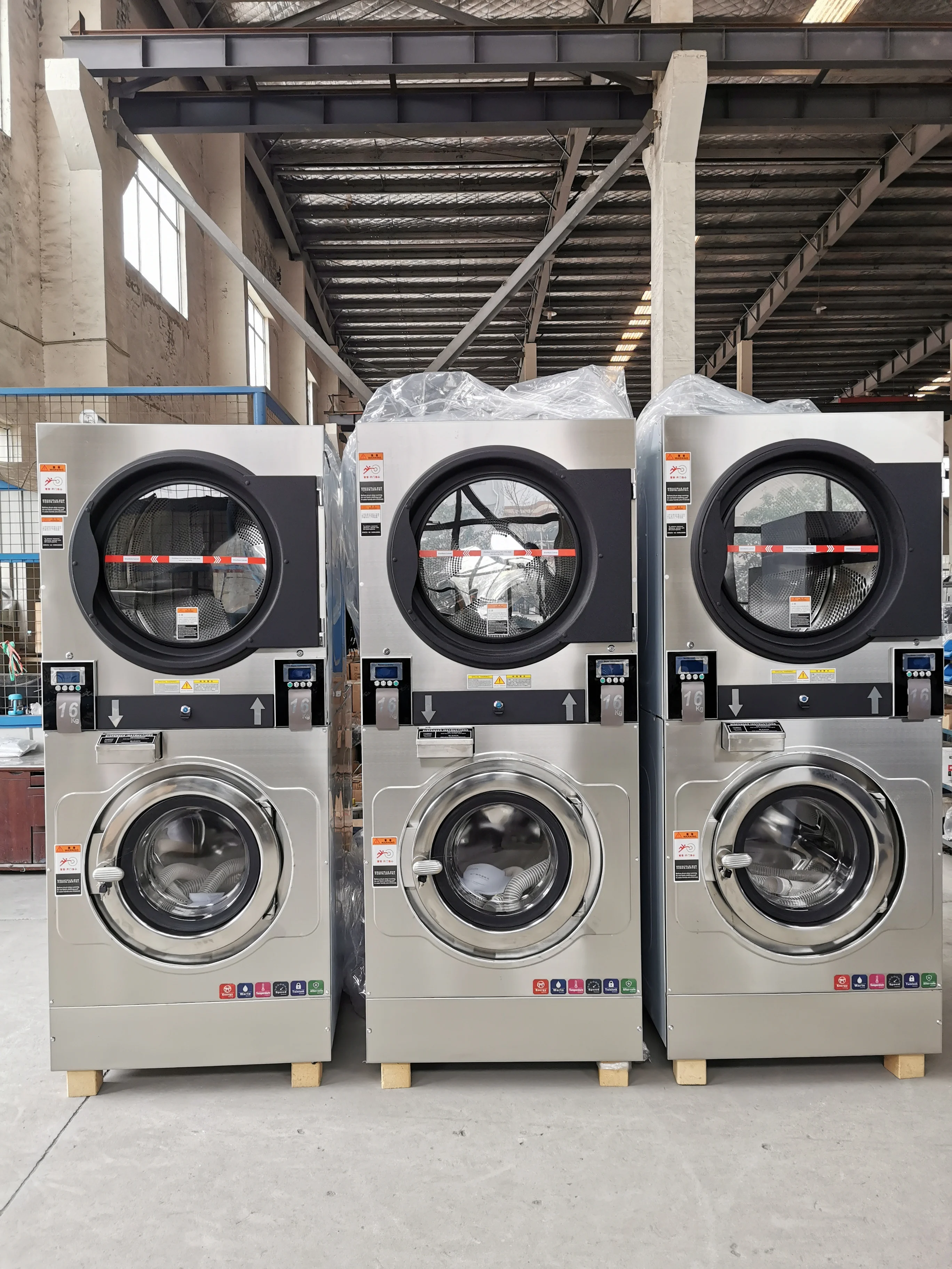 professional laundry used double stacked commercial washer and dryer coin laundry machine
