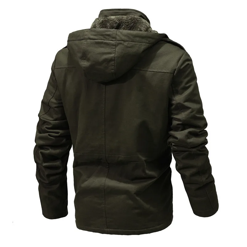 Custom 100% Cotton Jacket For Men Detachable Hooded Winter Coats Fur Lined Man Parka Puffer Jacket chaquetas para hombre