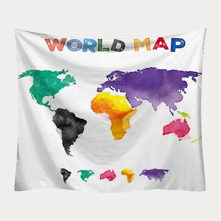 Personalized Custom Printed Wall Art Hanging Blanket World Map Tapestry For Home Decor