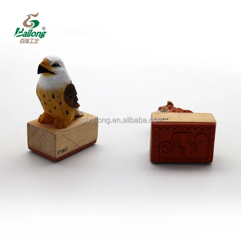 Verified supplier kids gift handcrafted carved animal top custom wood stamp