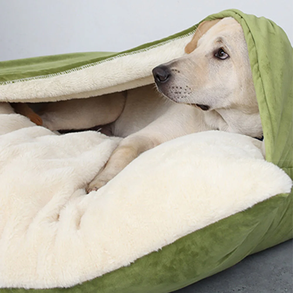 PETCOME Wholesale New Washable Anti Anxiety Plush Large Cute Cat Dog Bed With Blanket Cover