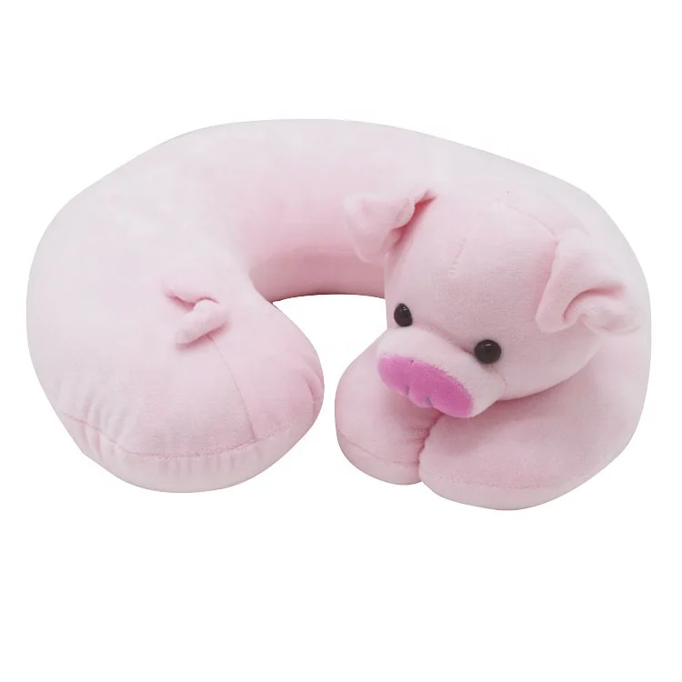 Soft plush red squirrel baby neck pillow fashion promotional u shape funny pillow kids travel neck pillow