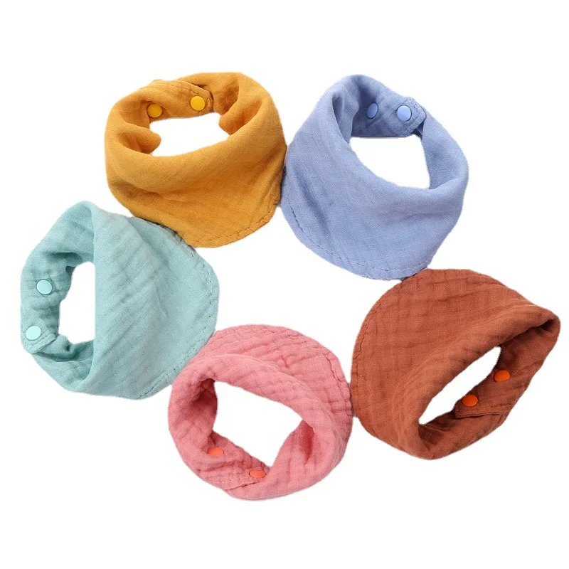 5 Color Organic Cotton Bib Amazon Hot Sale Wholesale Super Soft Muslin Bamboo Cotton Bib Triangular Bibs
