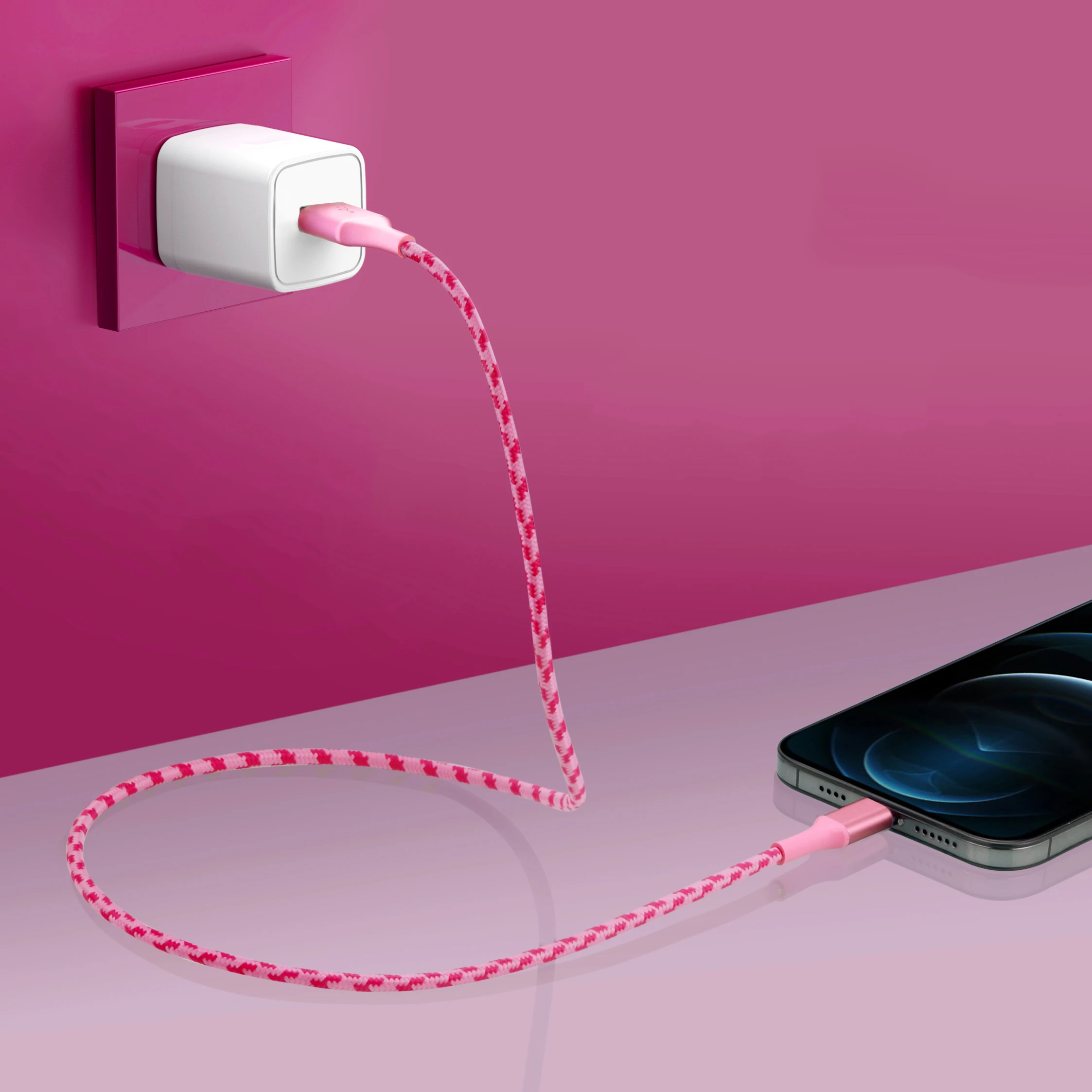 Logo Customized Original Pink USB Cable Mfi Certified 8pin Charging Cable for Iphone for Apple for ISO