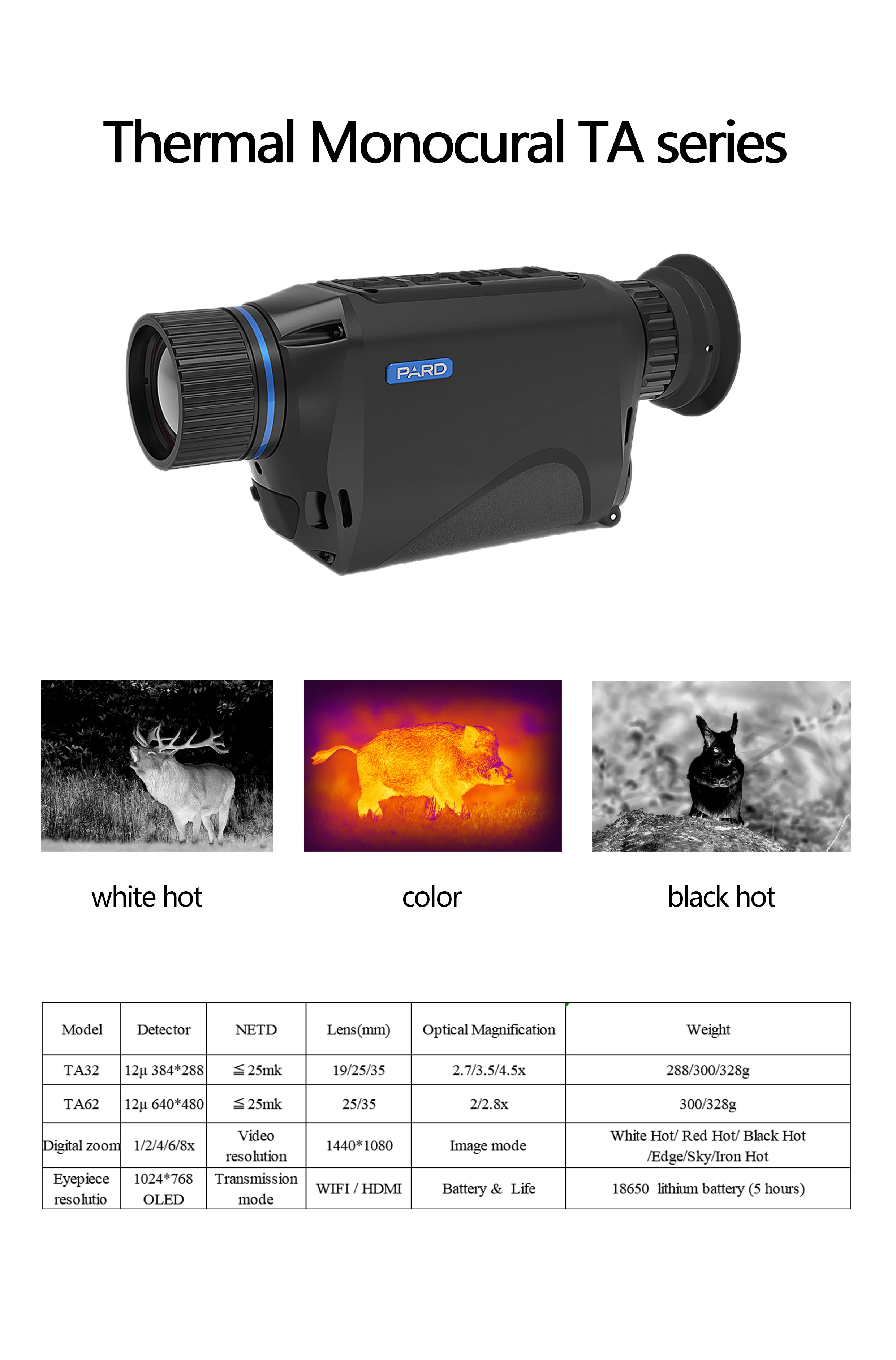 PARD TA62 HANDHELD THERMAL  MONOCULAR SPOTTER 640*480 12um WITH 35mm LENS thermal imaging scope