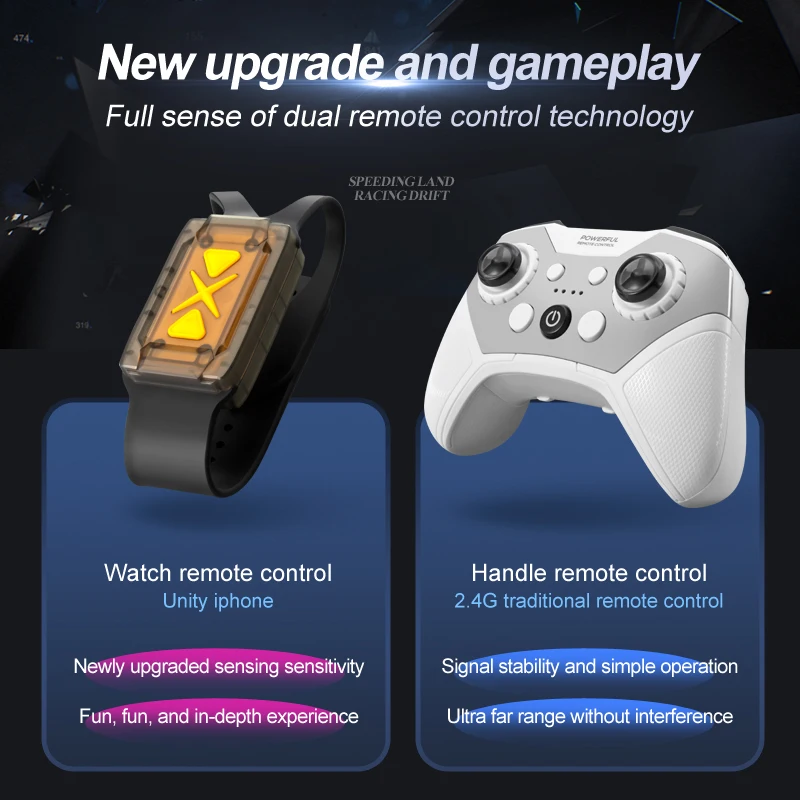 Radio Control Toy Light Glow Watch Gesture Sensing Stunt RC Twist Car Toys With Music Double Sided Remote Control Car For Kids