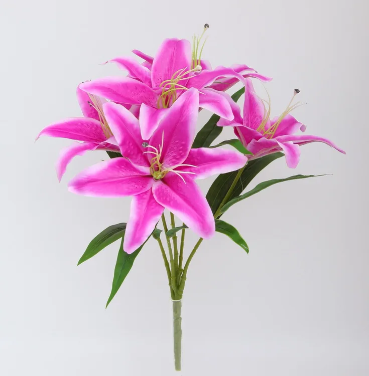 TCF BTV1012 wholesale 5 heads diameter 20cm Lily flowers artificial lily bouquet tiger lily Flowers for Home Decoration