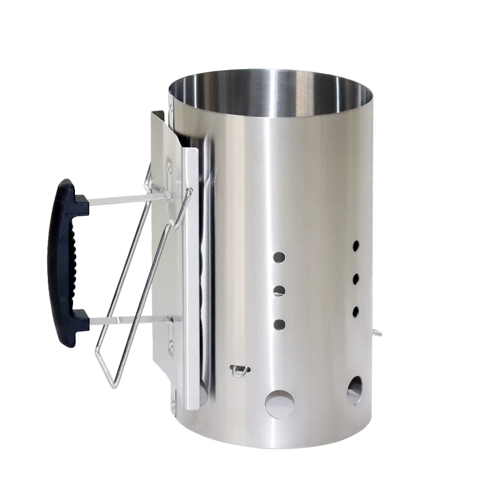 BBQ Fire Chimney Starter Stainless Steel BBQ Coal Chimney Starters With PP Handle